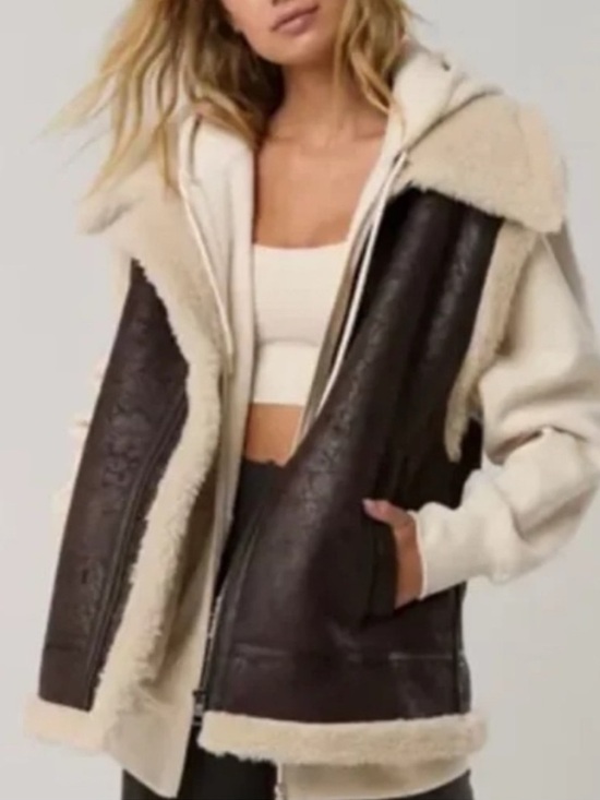 aerie Jackets & Blazers - Offline by Aerie Faux Leather Sherpa Vest Jacket, Brown & Cream, Sz XS, NWT